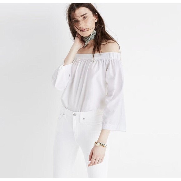 Madewell Tops - Madewell Clean Off the Shoulder White Shirt Blouse Women’s XXS Cotton